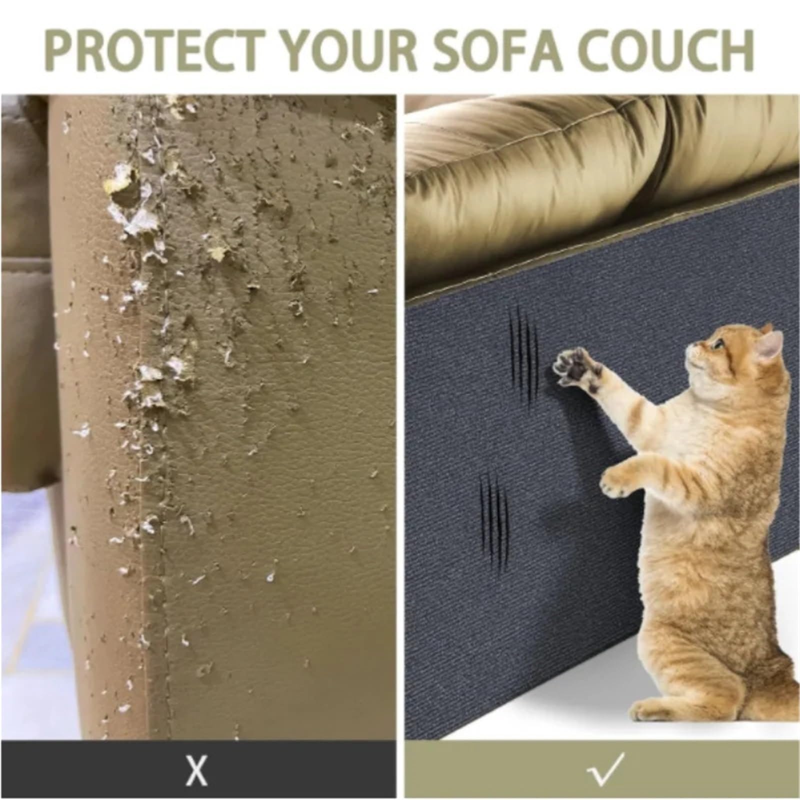 Protector Sofa Gatos Arañazo Alfombra for rascar Gatos con Poste Recortable Autoadhesivo, Protector de Muebles for(Khaki,30x30cm (5PCS))