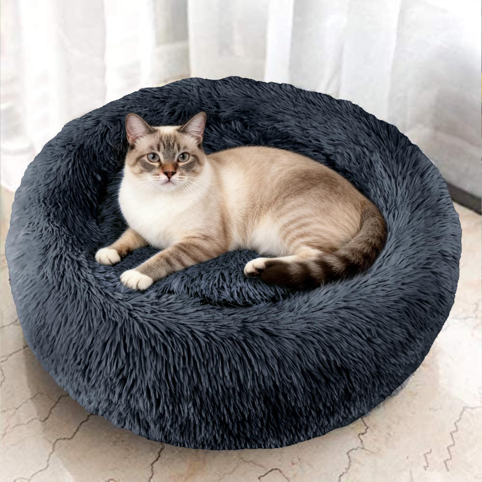 Amazon | 猫 ベッド 犬 ベッド クッション グッズ - ラウンド型