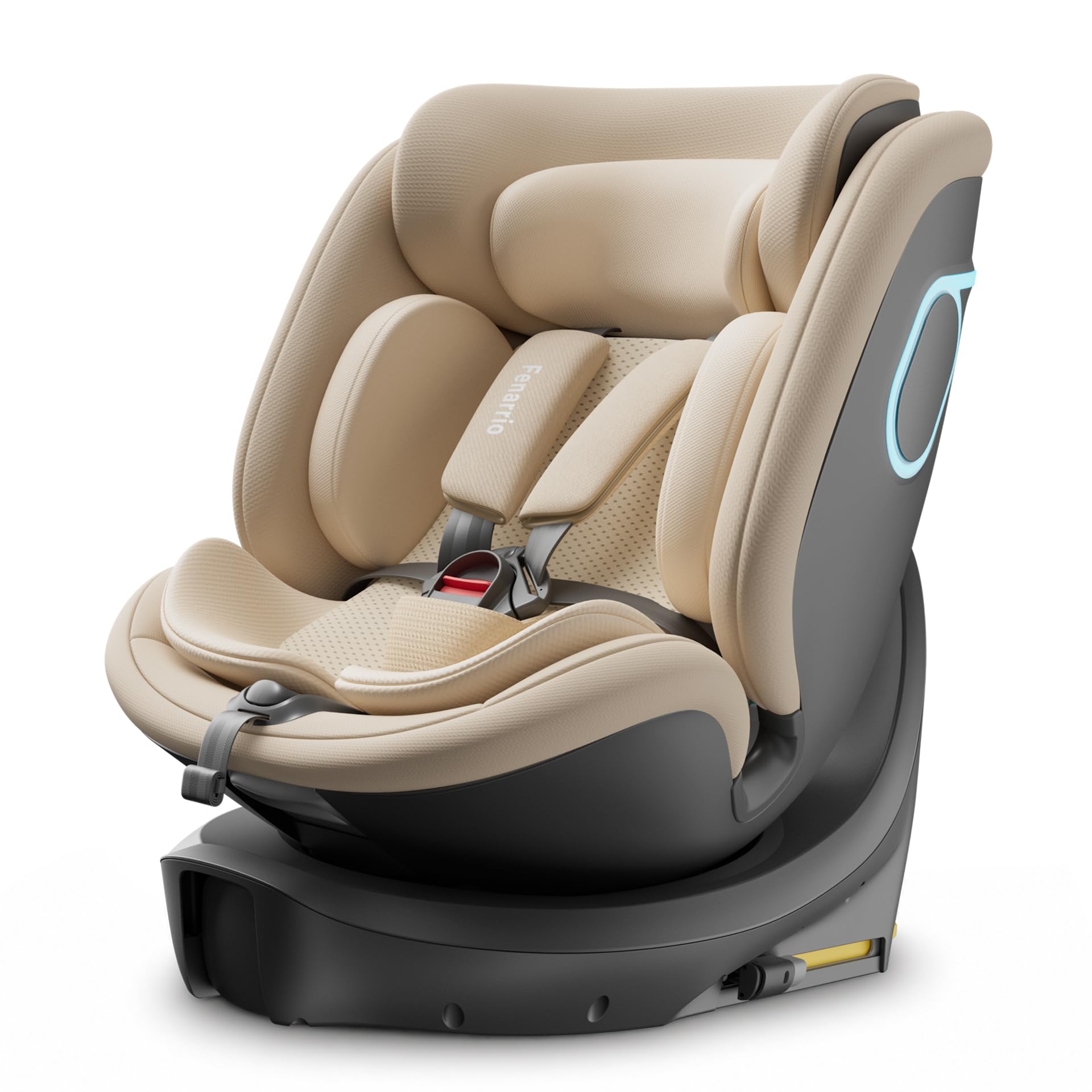 AS5 i-Size Siège Auto,Pivotant 360,ISOFIX,Ergonomic,Réglable,Beige | Refroidissement Double Zone, Commande Vocale, 0-8 Ans, 40-150 cm(max. 25kg),7 Inclinaisons, Harnais 5pts,Installation Facile