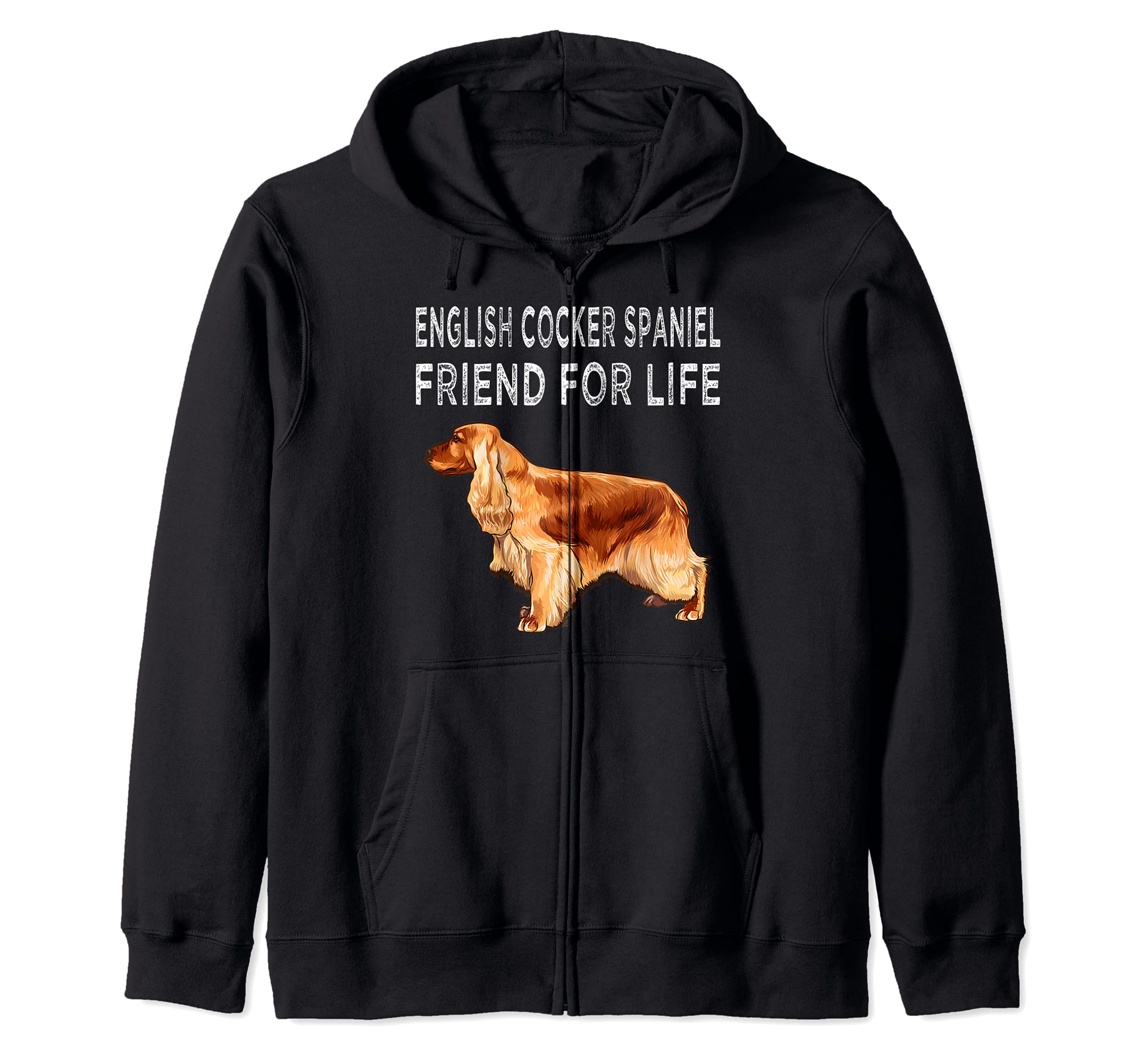 English Cocker Spaniel Friend For Life Dog Friendship Zip Hoodie, Black