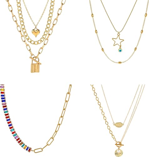 Miniatura 3 de KOSMOS-LI Juego de 60 joyas chapadas en oro con collares de disfraces, pulseras, aretes, anillos de nudillos para mujer