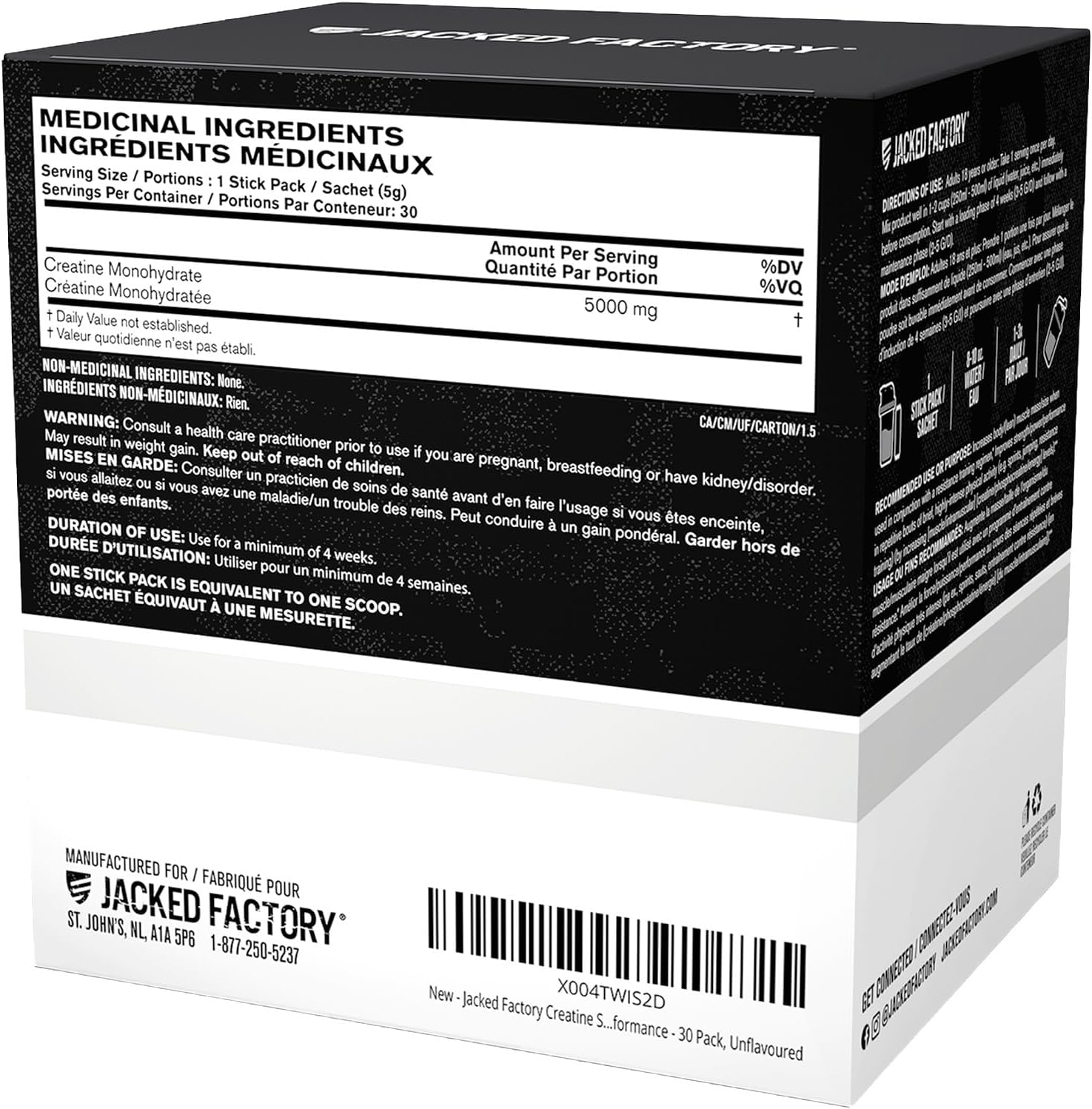 Jacked Factory Creatine Stick Packs - Creatine Monohydrate Powder 5000mg Per Stick - Creatine Supplement for Muscle Growth, Increased Strength, and Improved Athletic Performance - 30 Pack, Unflavoured - Image 2