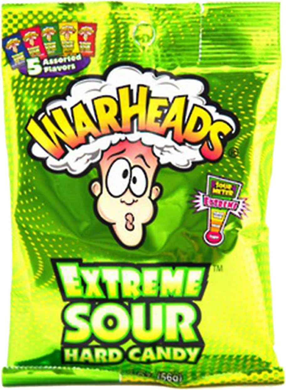 Warheads Extreme Sour Hard Candy Assorted Flavors 2 Oz. (Pack of 3)
