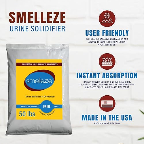 Miniatura 8 de SMELLEZE Orina Super Absorbente, Solidificador y Desodorizante 50 lb. Polvo solidifica rápidamente la orina y la diarrea en el baño de mascotas,