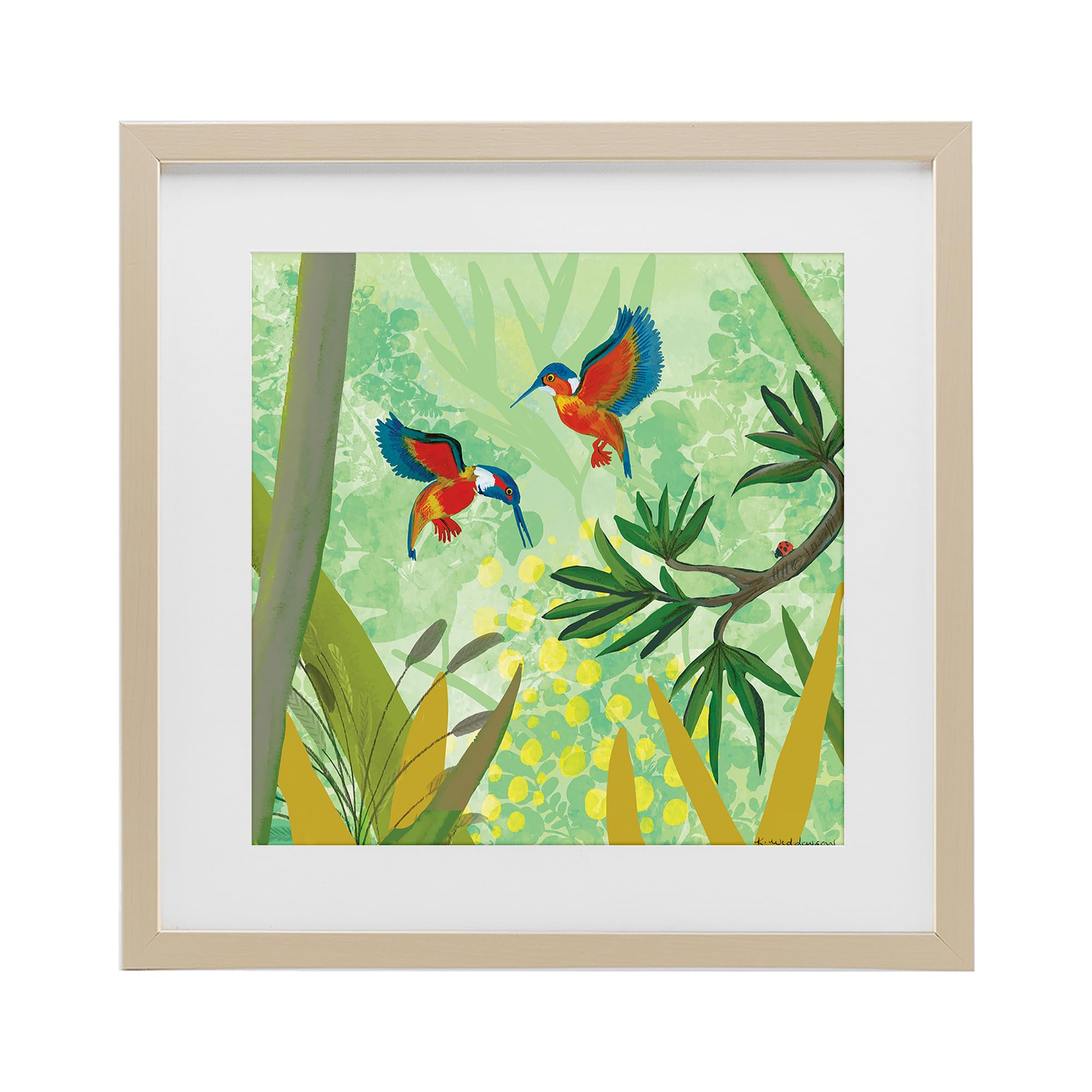 Stupell Industries Harvest Pine (Textured) 'Kingfishers In Jungle Branches'| Framed Print Under Glass