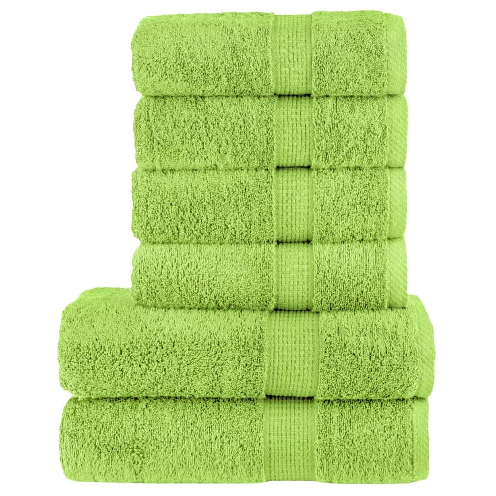 vidaXL Juego de Toallas 6 Piezas 100% algodón Verde Manzana 600 gsm, Toalla, Juego de Toallas de baño, Toalla de invitado, Toalla de baño