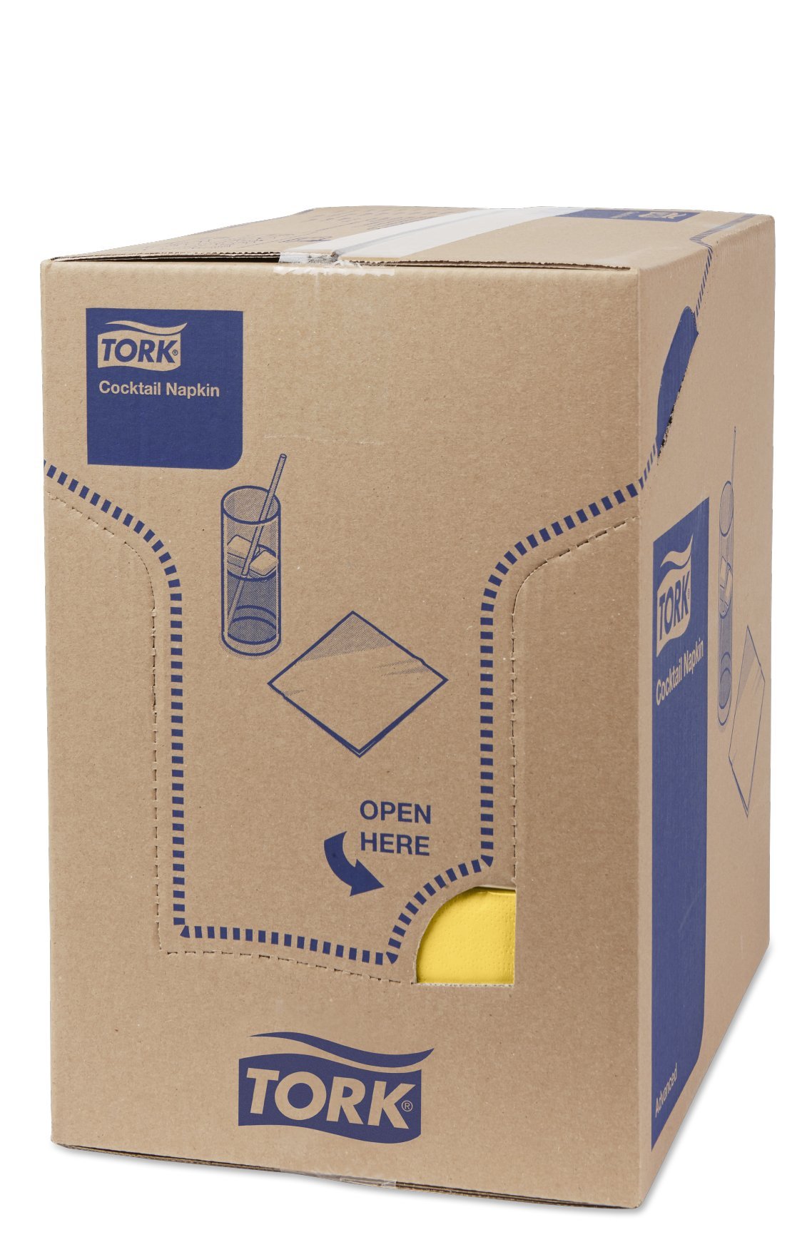 Tork 477823 Serviettes Cocktail Advanced couleur jaune / 2 plis - 24cm x 23,8cm - 12 x 200 serviettes