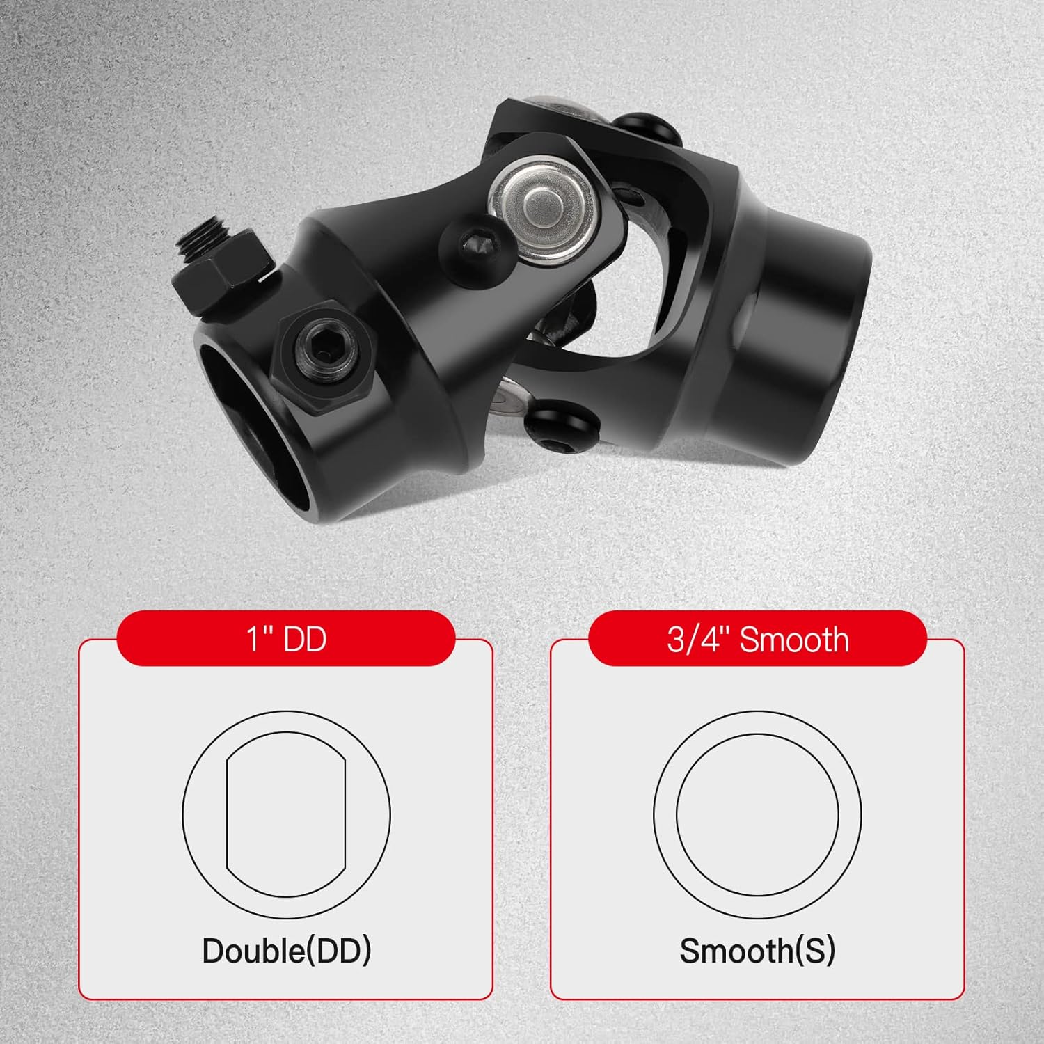 CCIYU 3/4" Round X 1" DD Black Universal Steering U-Joints 35 Degree 83mm