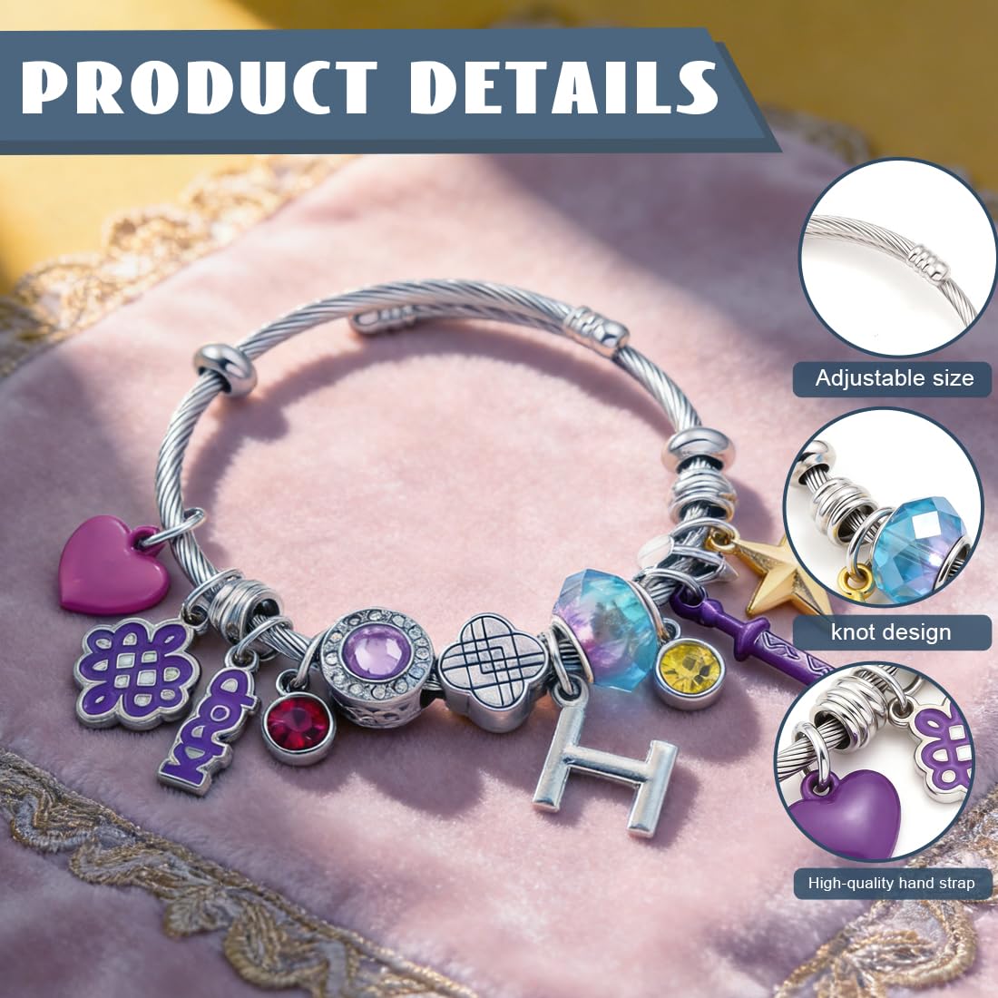 RGKY Pulsera K-pop Costume H_unters Ajustable,Pulsera Joyería Acero Inoxidable,Kpop Merchandise,Pulsera Unisex de Plata,Artículos para Fans de Kpop,Hun_trix Merch,Perfecto para los Fans de Kpop — view 3