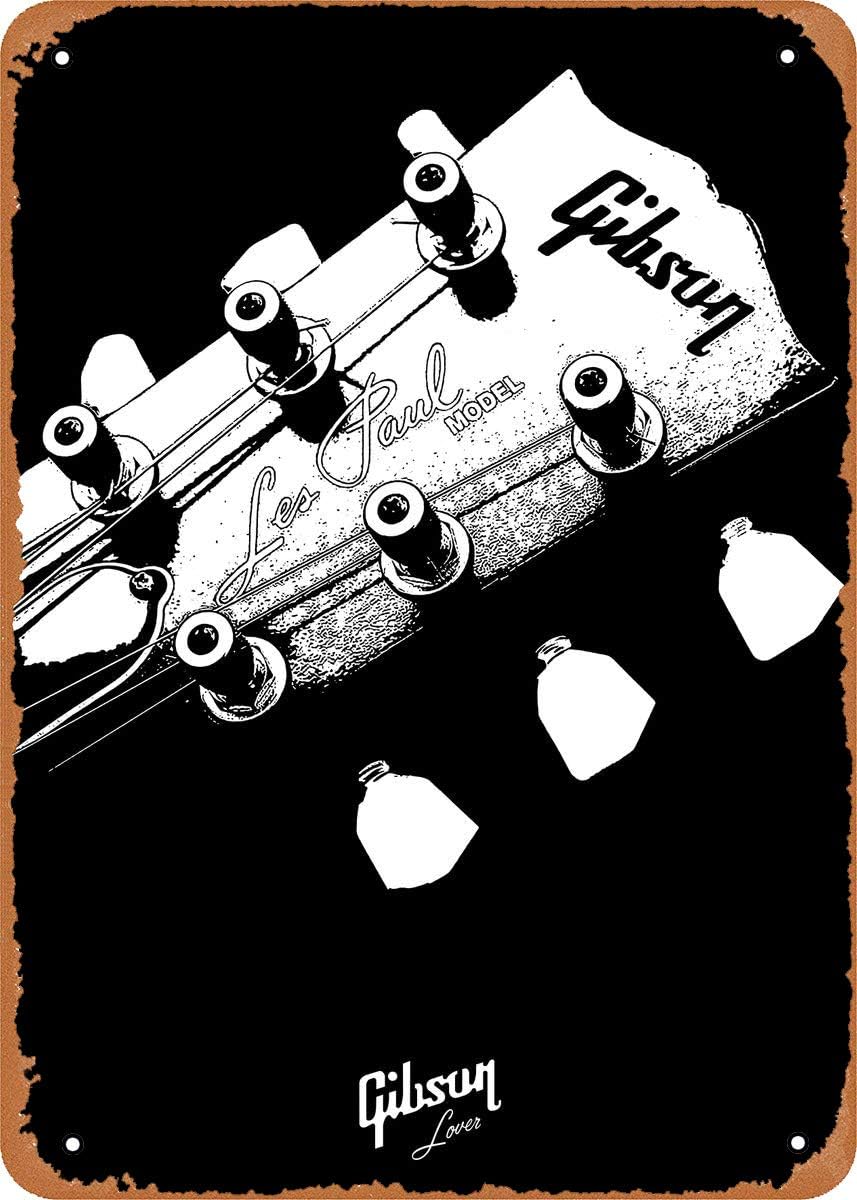 EICOCOGuitars Music Gibson Les Paul Headstock Metal Sign 8 x 12 Inch Retro Wall Art