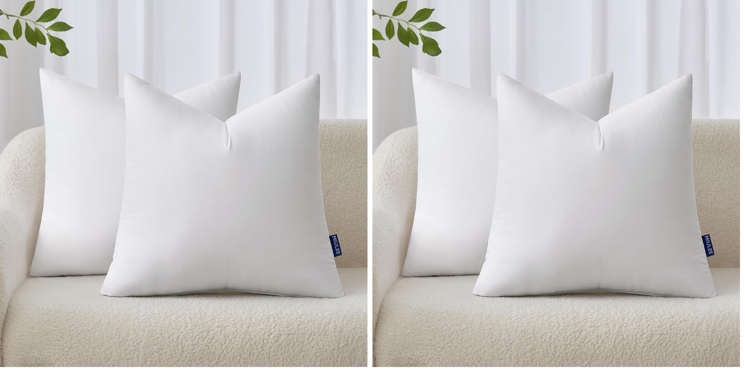 MIULEE 18x18 Inches Pillow Inserts Pack of 4, Decorative Throw Pillow Inserts for Couch 2 18x18 Inch (Pack of 2)