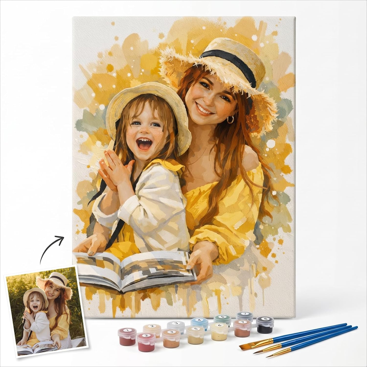 KURUMi Watercolor, Soft Pastel or Anime Style Custom Paint by Numbers from Photo for Adults, Personalized Paint by Numbers Kit, Create Unique Wall Art from Family, Couples or Pet Photos