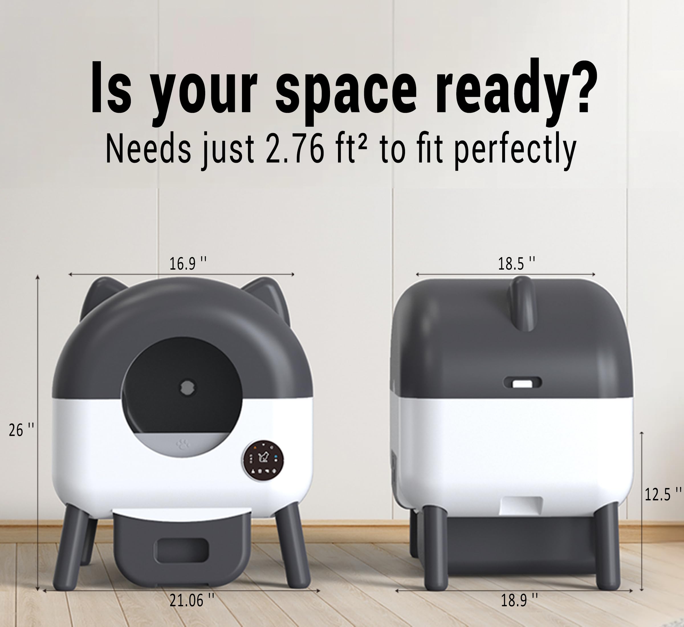Automatic Self Cleaning Litter Box, MeowWhimsy Extra Large Automatic Cat Litter Box Self Cleaning Robot S7 for Cats, Smart Safety Sensors-App Control-Low Noise, Washable Tray,40 pcs Trash Bag - image 7