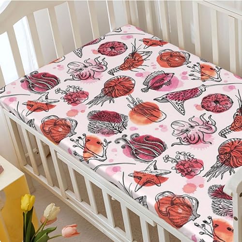 Miniatura 3 de Sábana bajera ajustable para cuna con temática de Under The Sea, sábana bajera estándar para cuna para niños pequeños, sábana de colchón para cuna o