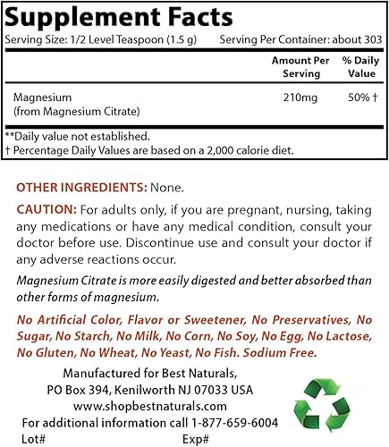 Citrato de magnesio en polvo de 1 libra y citrato de calcio con vitamina D-3
