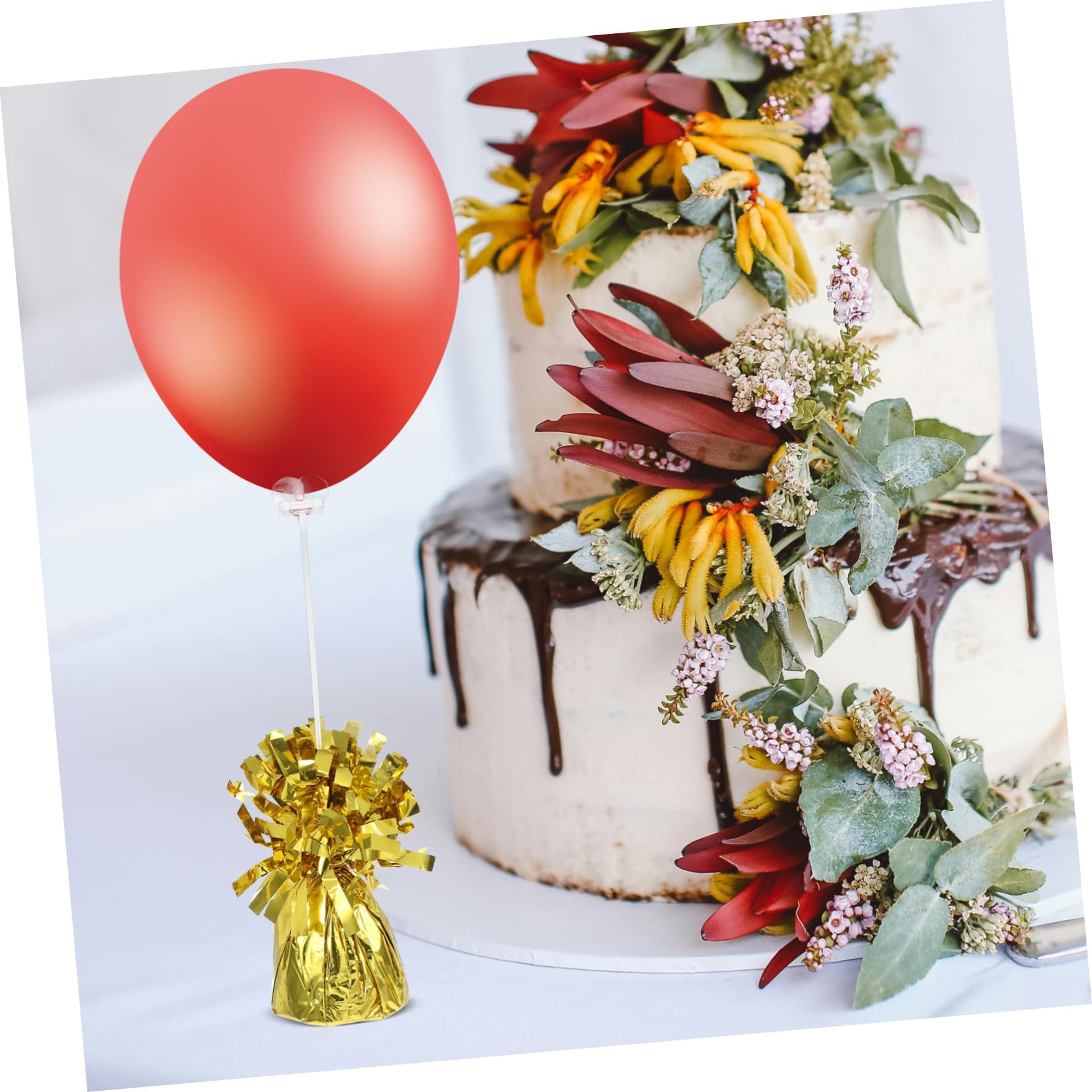 Ballongewichte 6 Stück aus Pvc und Zement für Hochzeiten | Goldfarben, Einzigartige Form, Leicht zu Verwenden, Stabiler Halt für Shower, Passendes Ballonzubehör für Dekorationen