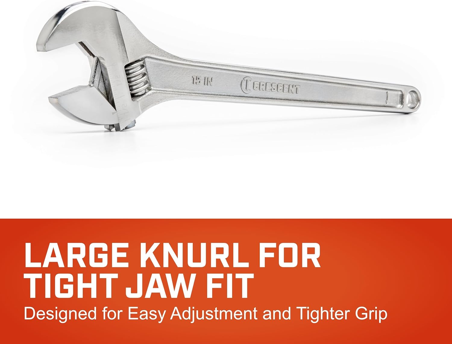 Crescent Adjustable Tapered Handle Wrench - Carded - Home Improvement, Garage & Mechanic Versatile Hand Tool - 15" - AC215VS