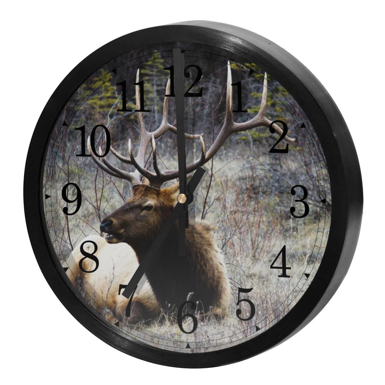 Horloge murale silencieuse cerf sauvage à quartz sans tic-tac pour bureau