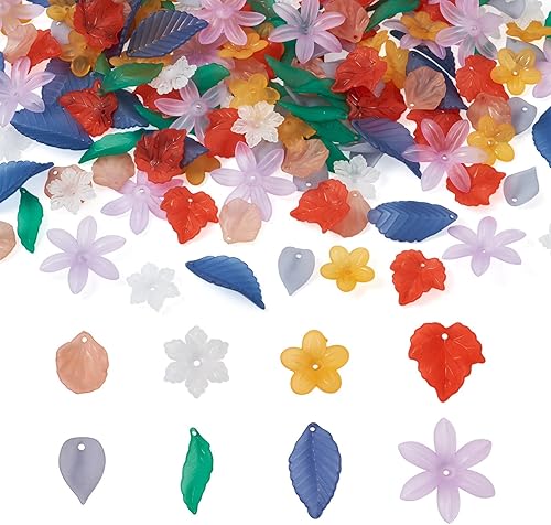Miniatura 73 de Craftdady Dijes de cuentas de hojas de arce transparentes, colgantes colgantes de adorno para colgar, bonitos dijes para collares, pulseras, Hoja
