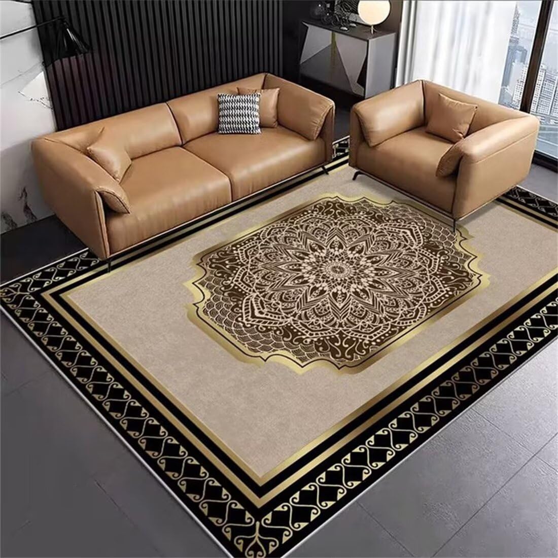 Tapis de chambre noir et jaune facile d'entretien pour protéger le sol du bureau