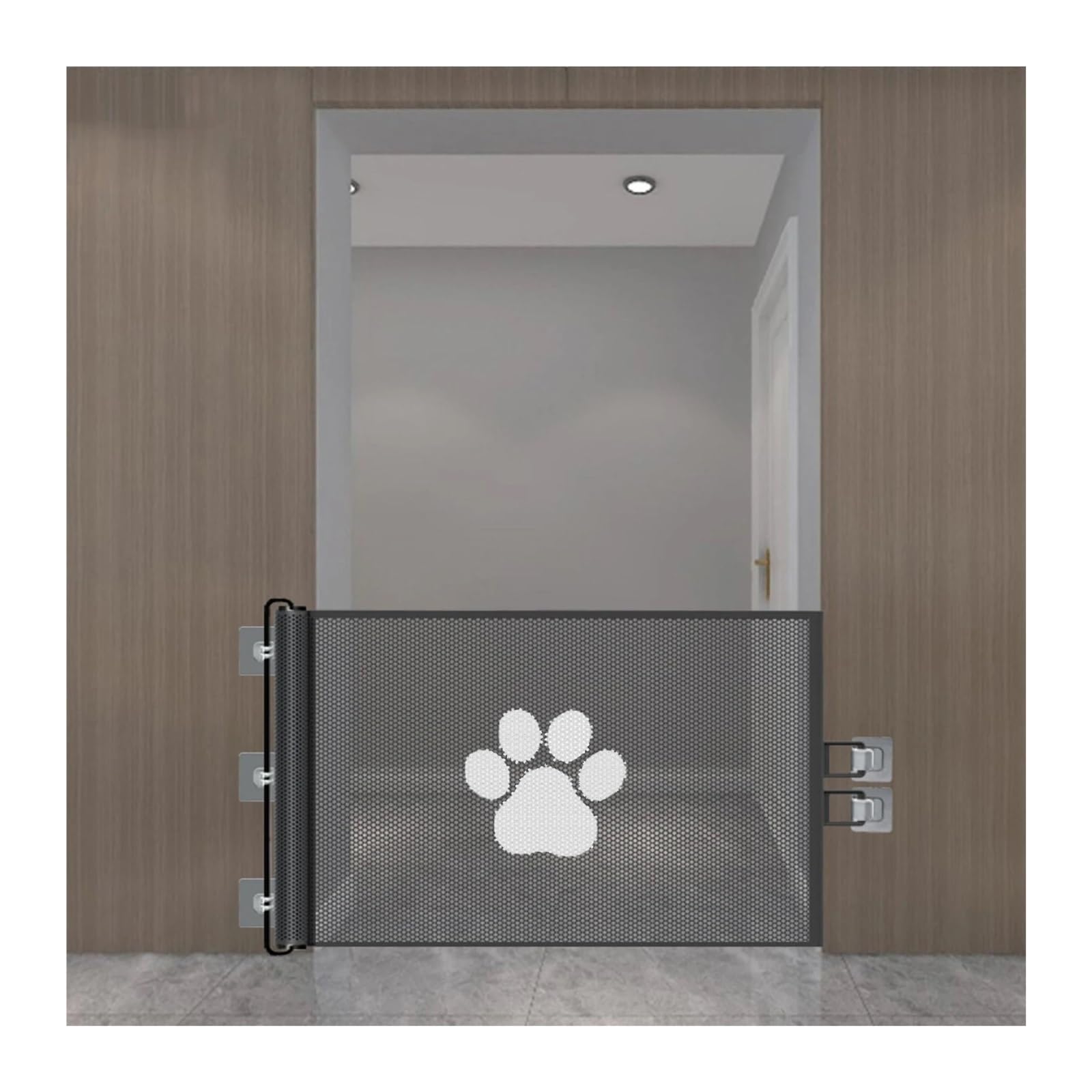 Stair Safety Gate Roll, Retractable Mesh Pet Gate For Doorways And Stairs Black 110-130x78cm(Black B-130x78cm)