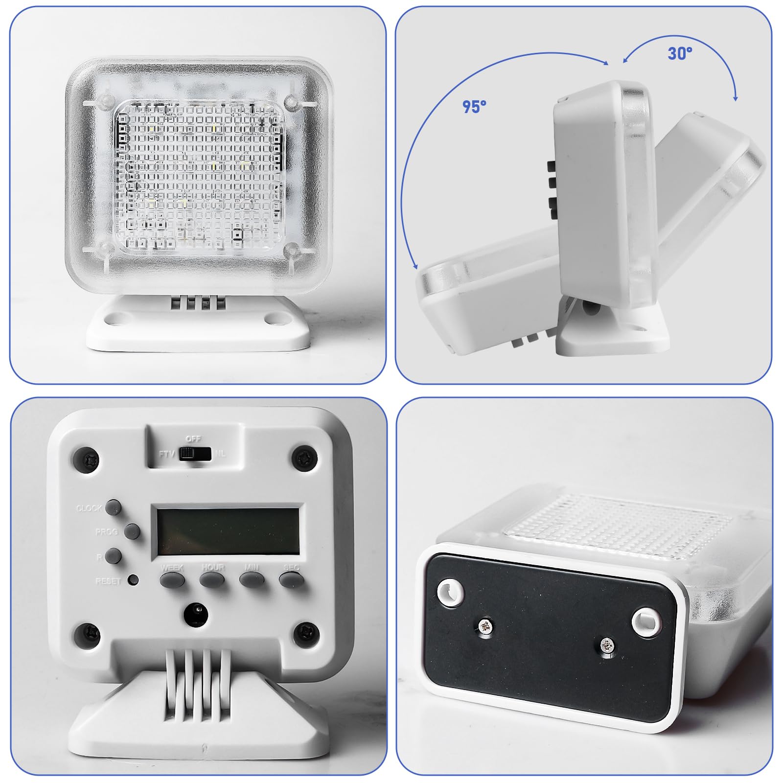 GOMETY Symulator TV z 12 diodami LED i 3 programami do wyboru, Dummy TV symulator TV, wydajna energetycznie atrapa telewizyjna z programatorem czasowym, w komplecie z adapterem sieciowym, do