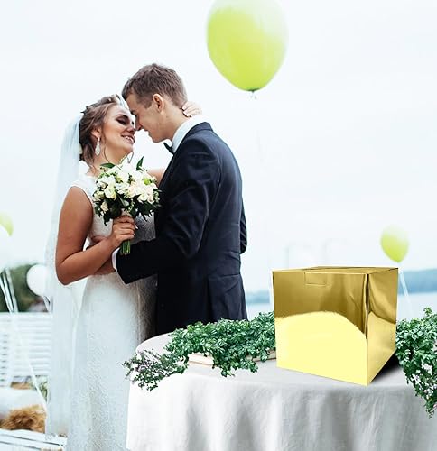 Miniatura 4 de SietDESEO Caja de tarjeta dorada para boda, caja de rifa, caja de tarjetas de regalo para fiesta de cumpleaños, boda, baby shower, despedida de