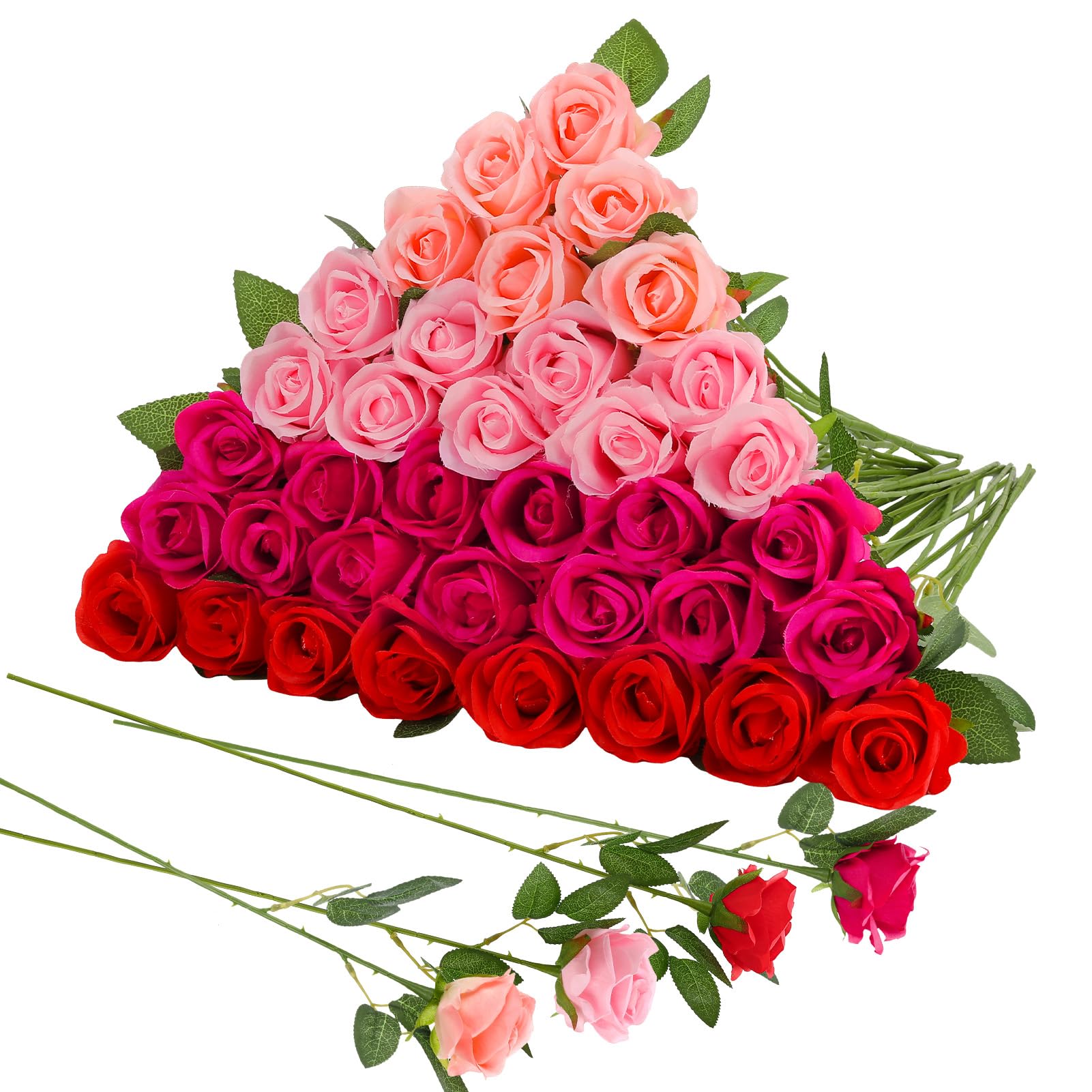 Hoemwarm 36 Pcs Mixed Pink Artificial Roses