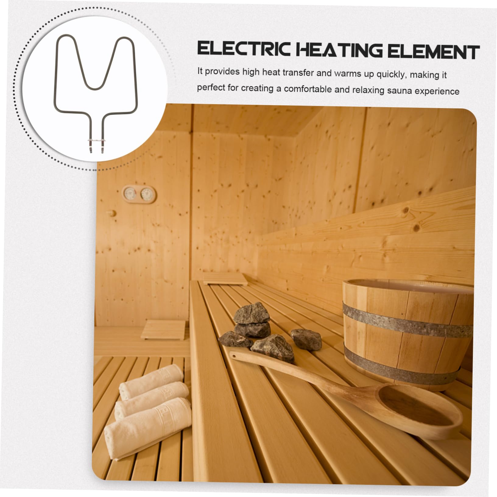 ibasenice Elemento Tubular de Sauna Negro de Acero Inoxidable para Recambio