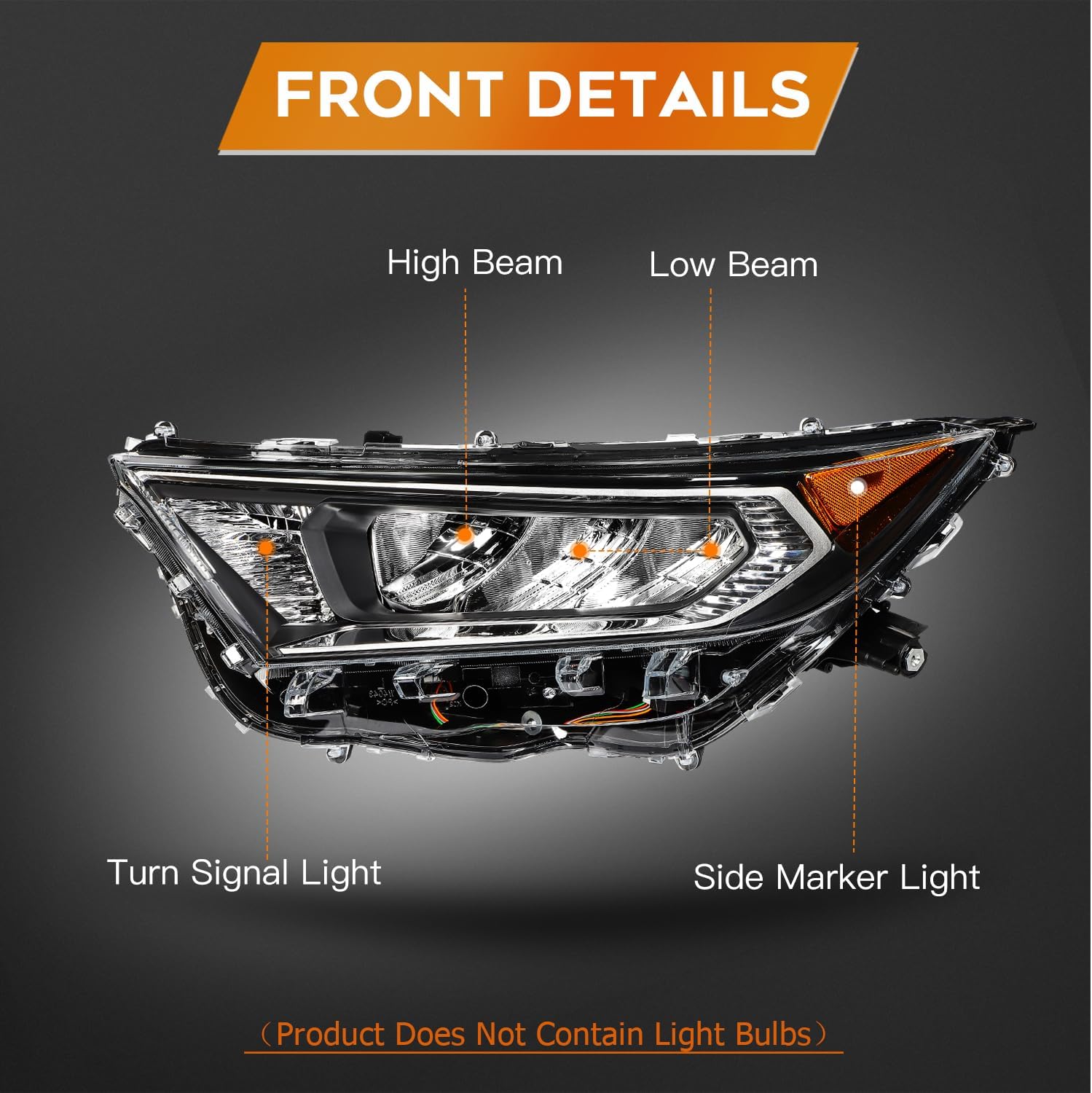 Headlight assembly Fit 2019-2021 for Toyota RAV4 Bezel LED - Chrome Housing Clear Lens Driver Side TO2502275