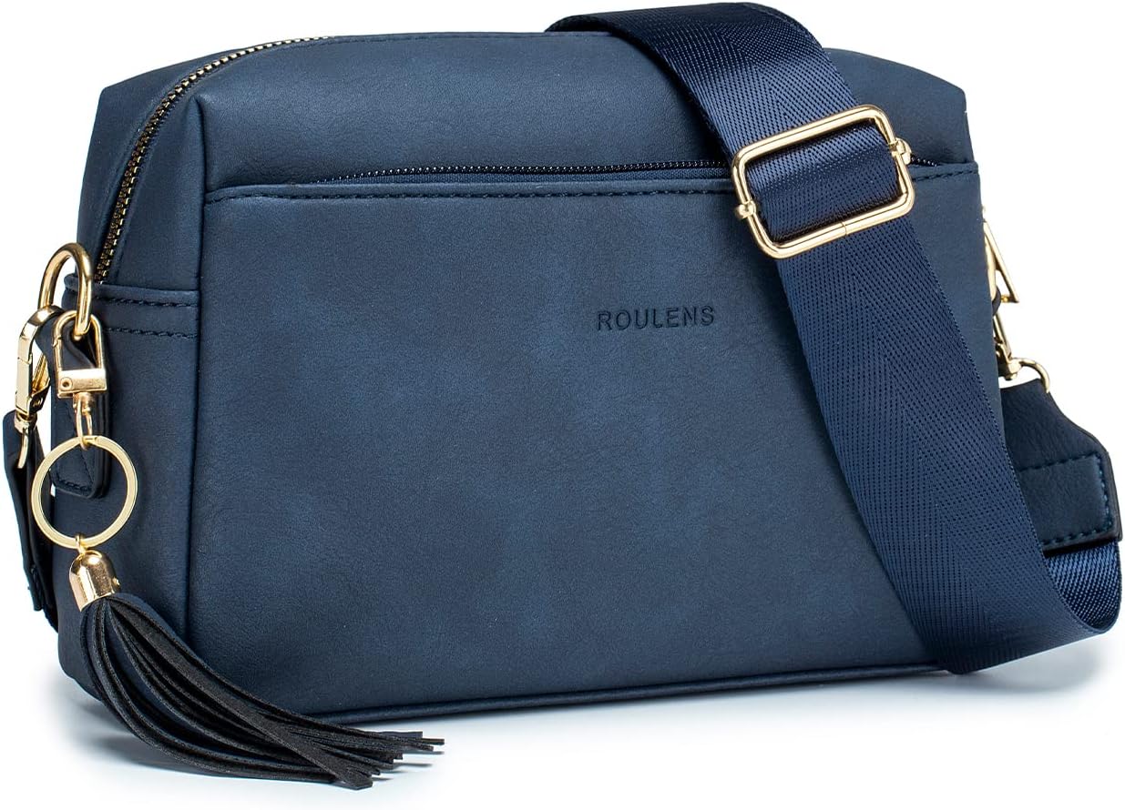 MUIIKOLA Roulens Triple Zip Small Crossbody Bag for women,Wide Strap