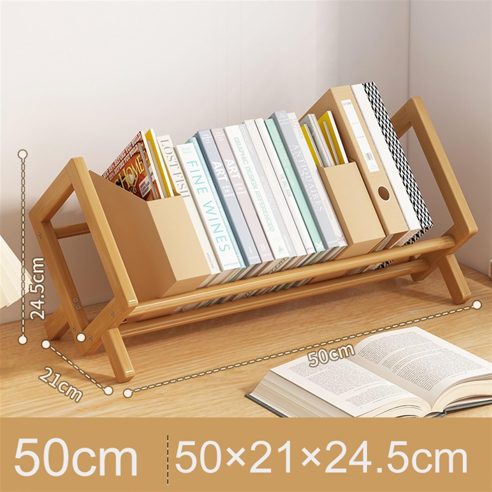 Custodia per CD Scaffale for CD da appoggio for tavolo for dischi in legno massello Espositore for fumetti Portadischi(50cm)
