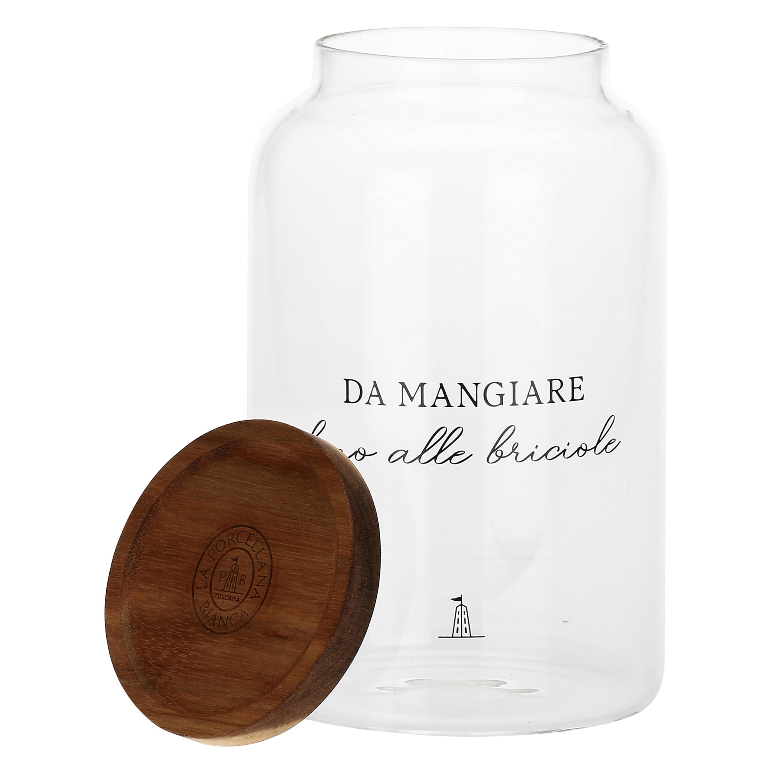 La Porcellana Bianca - Barattolo contenitore biscotti in vetro borosilicato, capacità 3l, collezione I Garbati