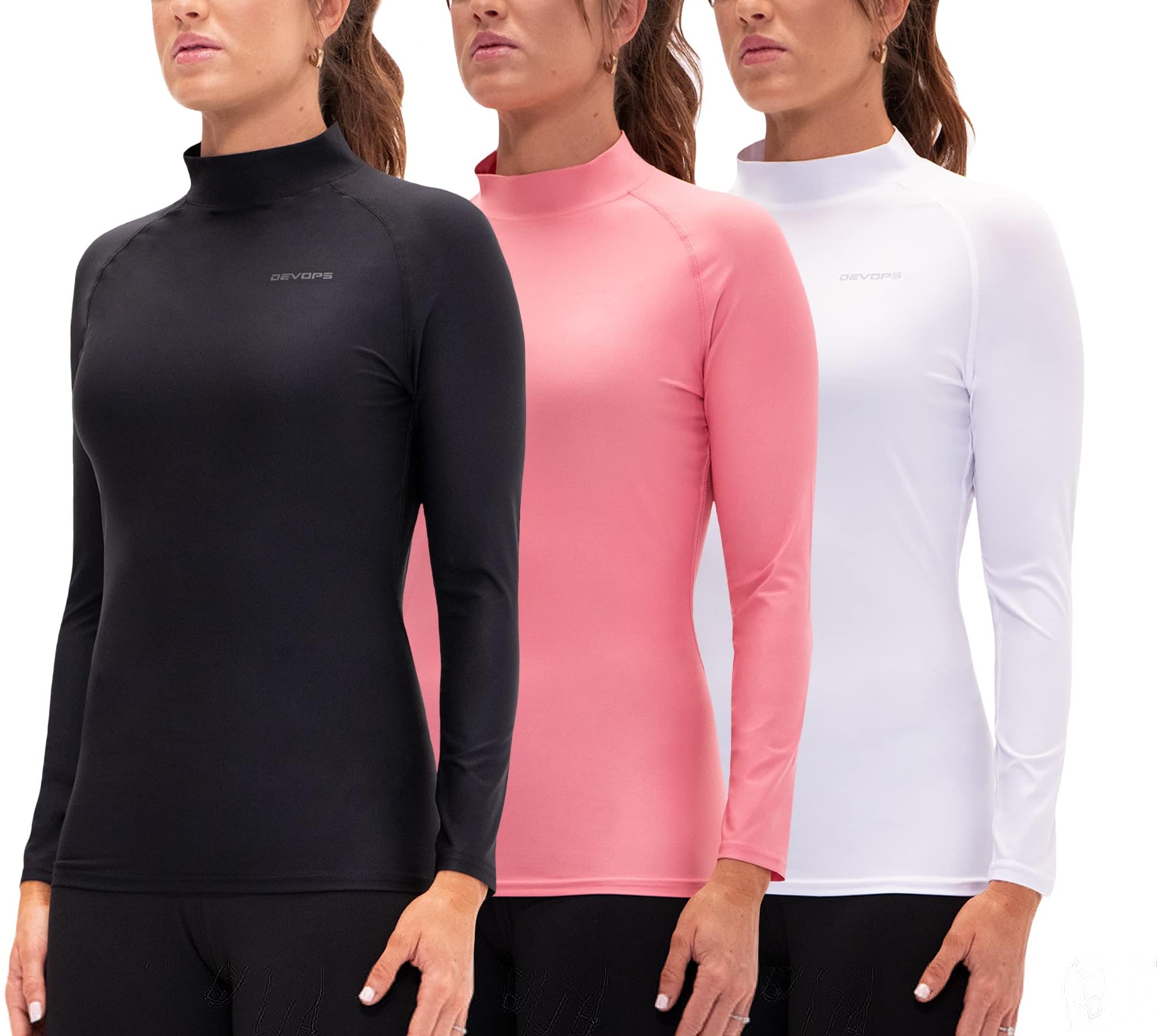 DEVOPSWomen's Compression Turtle Neck Long Sleeve Athletic Shirts