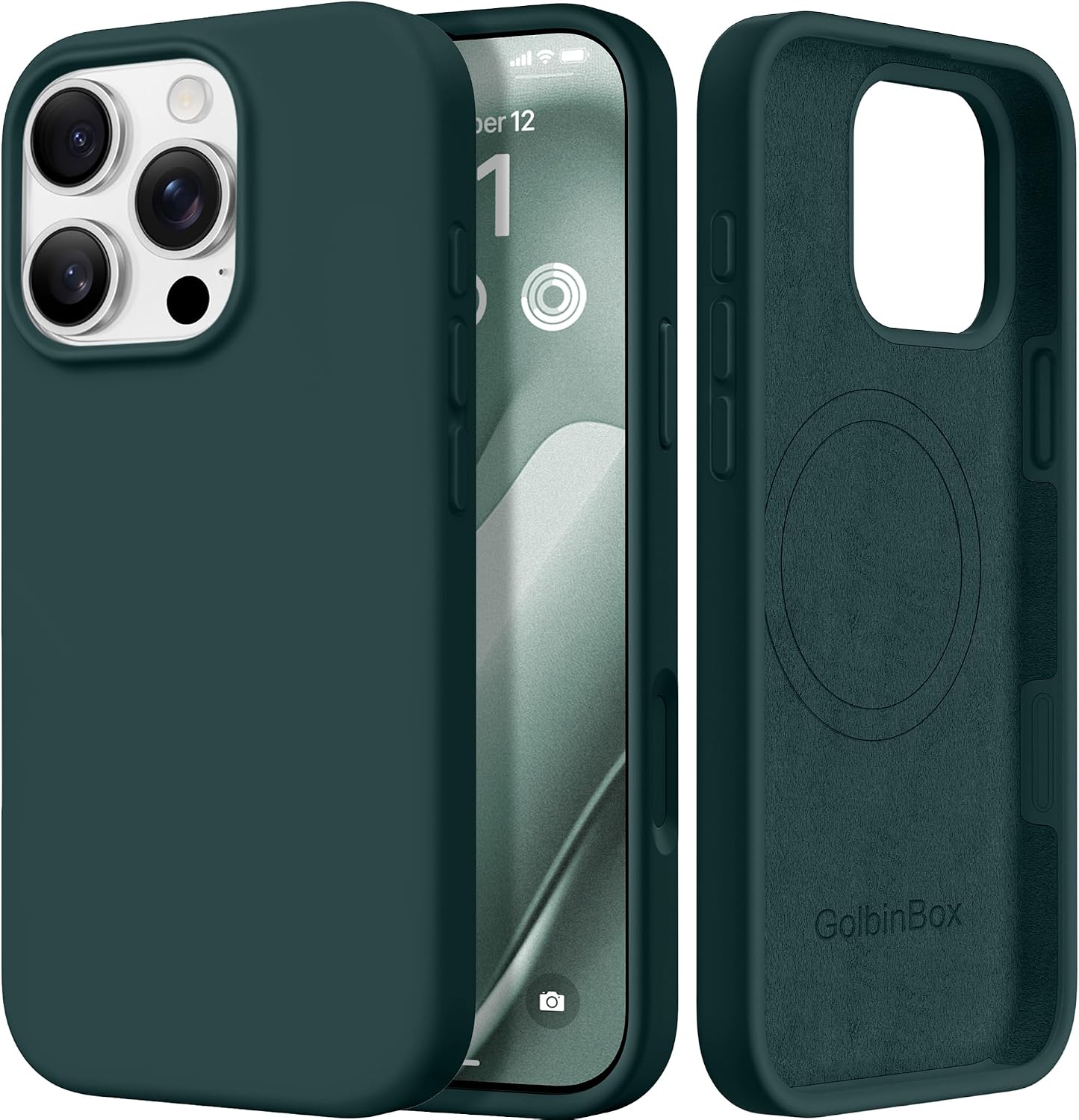 GolbinBox Magnetic for iPhone 16 Pro Case, Compatible with MagSafe, [Soft Anti-Scratch Microfiber Lining], Liquid Silicone Shockproof Protective Phone Case for iPhone 16 Pro 6.3", Olive Green