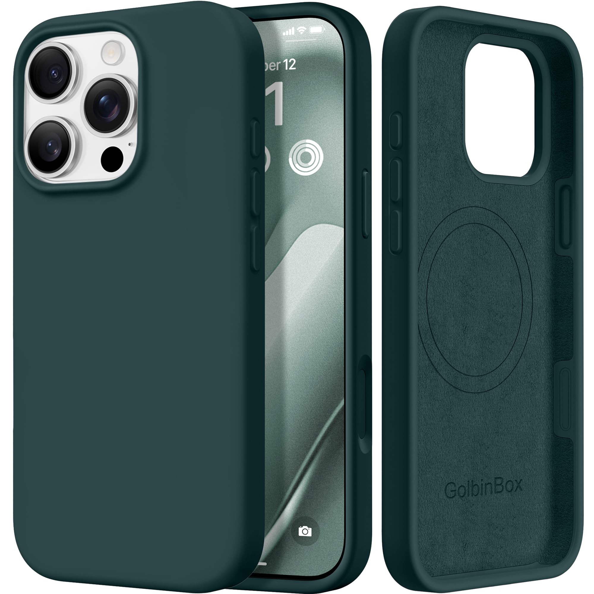 GolbinBox Magnetic for iPhone 16 Pro Case, Silicone Cover, Olive Green