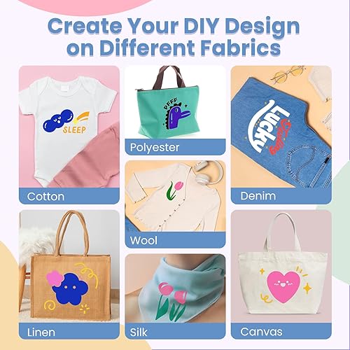 Miniatura 7 de Paquete de vinilo de transferencia de calor HTV de 12 rollos de 12 pulgadas x 5 pies, vinilo para planchar para camisas, paquete de vinilo HTV de 12