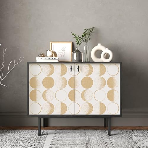 Miniatura 5 de Wudnaye Papel tapiz de luna marfil para despegar y pegar, papel de contacto moderno, 17.7 x 118.1 pulgadas, papel tapiz decorativo autoadhesivo