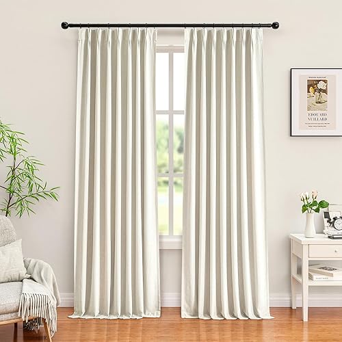 Miniatura 21 de Cortinas Opacas de Lino con Pliegues Pinzados de 84 Pulgadas de Largo - Cortina 100% Opaca para Dormitorio y Sala de Estar, Térmicamente Aisladas