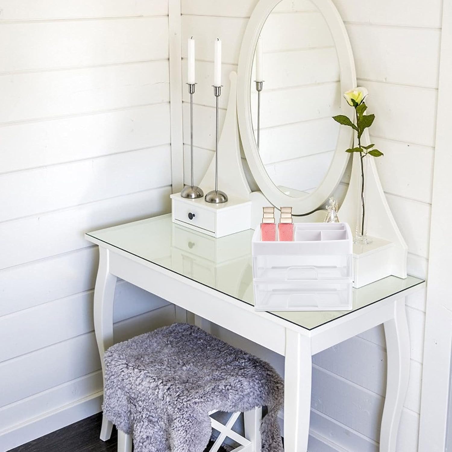 Cabilock 1pc Practical Cosmetic Organizer Desktop Storage Box for Makeup Dorm Bedroom Use Stylish and Functional Design and Space-Saving