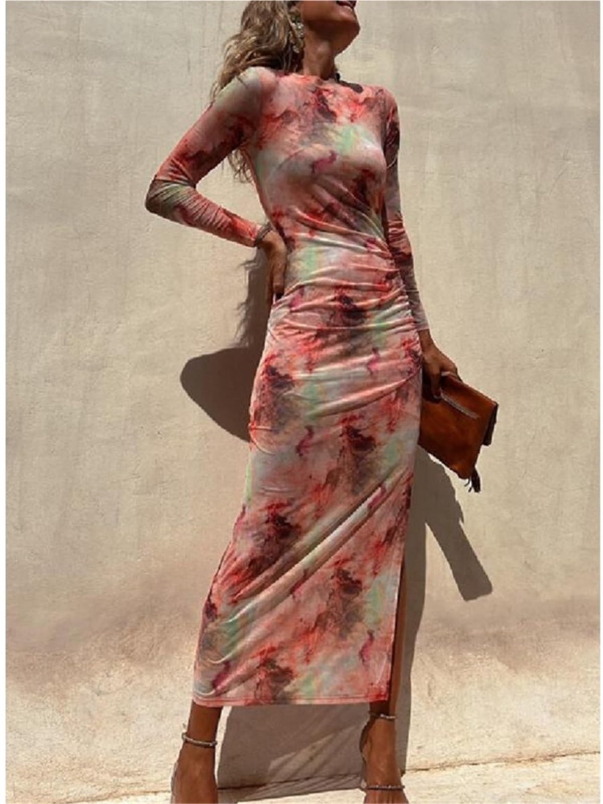 Vestito da Spiaggia in Rete, Sexy, Stampato, a Maniche Lunghe, in Pizzo, Sottile, Elasticizzato, Abito da Festa Femminile for Le Donne per La Spiaggia, La Piscina(Black,M)