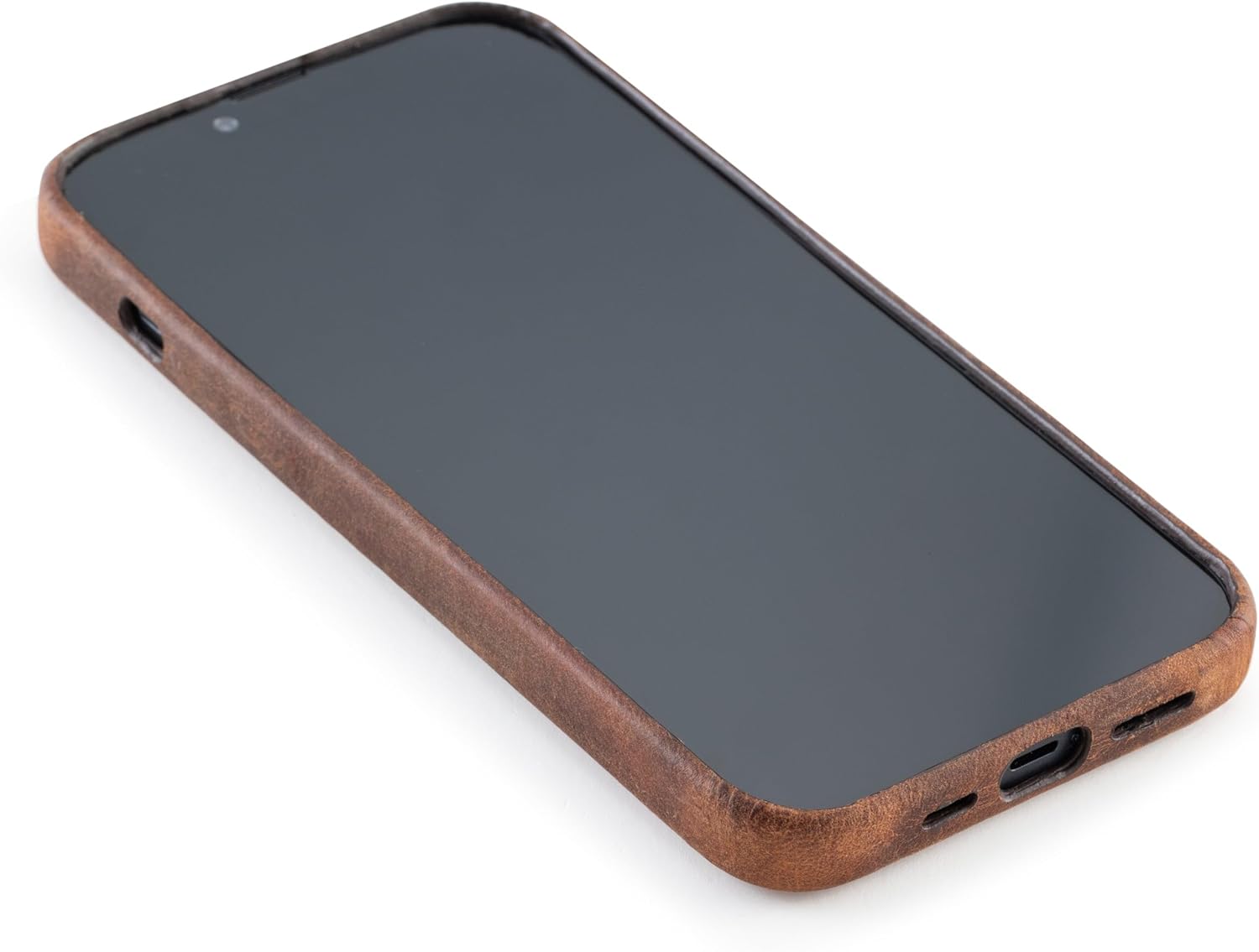 | Leather Case for iPhone 14 with Magsafe Compatibility - Genuine Leather Case for iPhone 14 | Handmade Premium Leather Case for iPhone 14 - Raised Edges - Brown