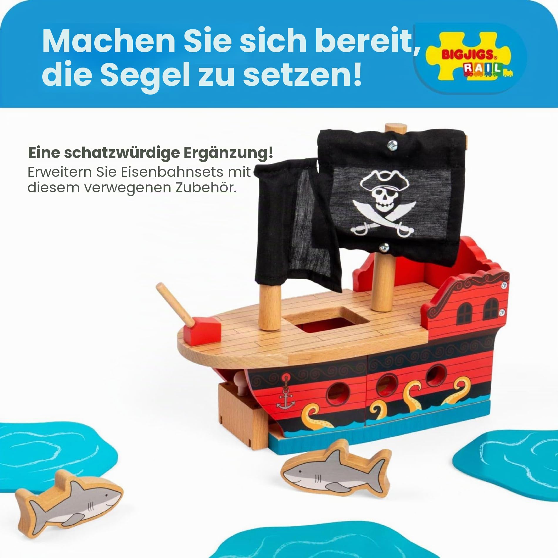 Bigjigs Rail Freibeuter-Galeone, Holz-Zugzubehör