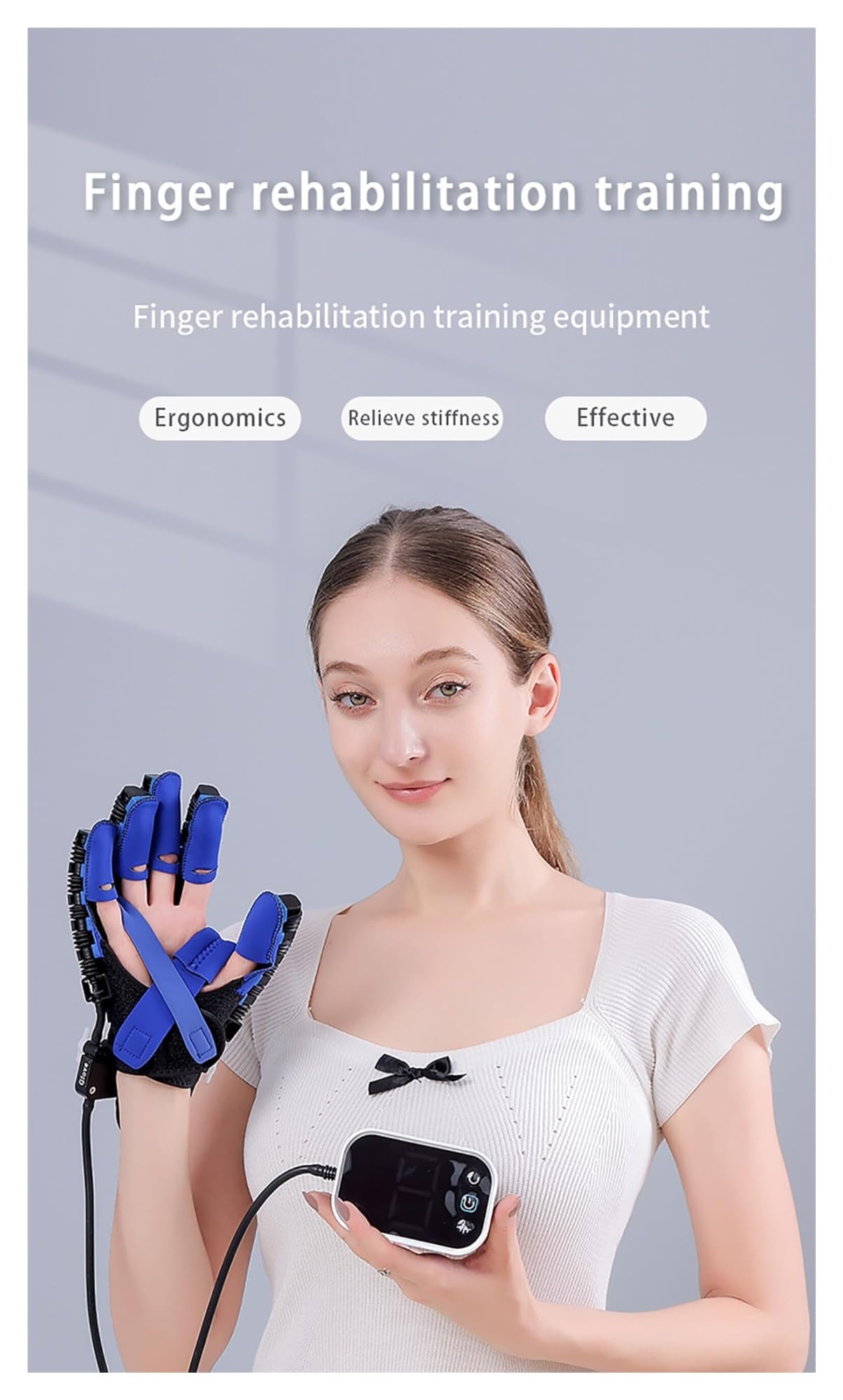Guanto robotico riabilitativo per il recupero da ictus alla mano, attrezzatura portatile per l'allenamento della forza delle dita con velocità regolabile e 5 livelli di forza