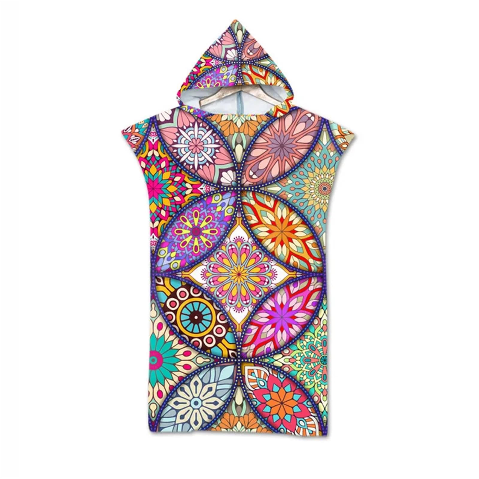 Mikrofaser-Badetuch mit Kapuze, Umhang for Erwachsene und Damen, Boho-Bademantel, Badestrandtücher, Surfponcho, Strandmode, Umkleidemantel(Color08)