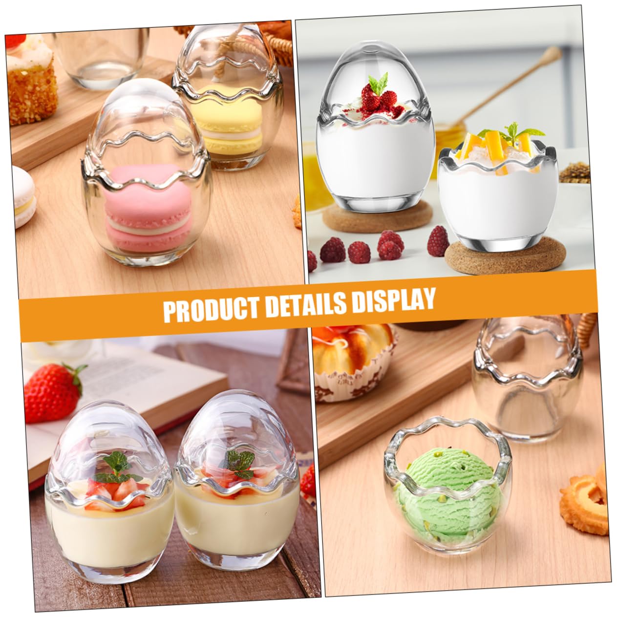 ABOOFAN 4 Stück Puddingbecher aus Glas eisbehälter eisblau Dessert-gläschen Terrarium unterschrank Puddingbehälter Joghurtbecher Eierschale Backbecher Geleebecher Joghurtflasche Container