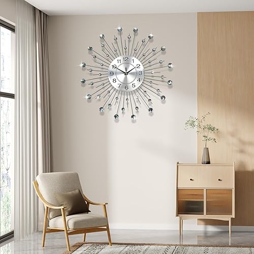 Miniatura 4 de Relojes de pared para decoración de sala de estar, reloj de pared moderno y silencioso a pilas, sin tictac, para dormitorio, cocina, oficina,
