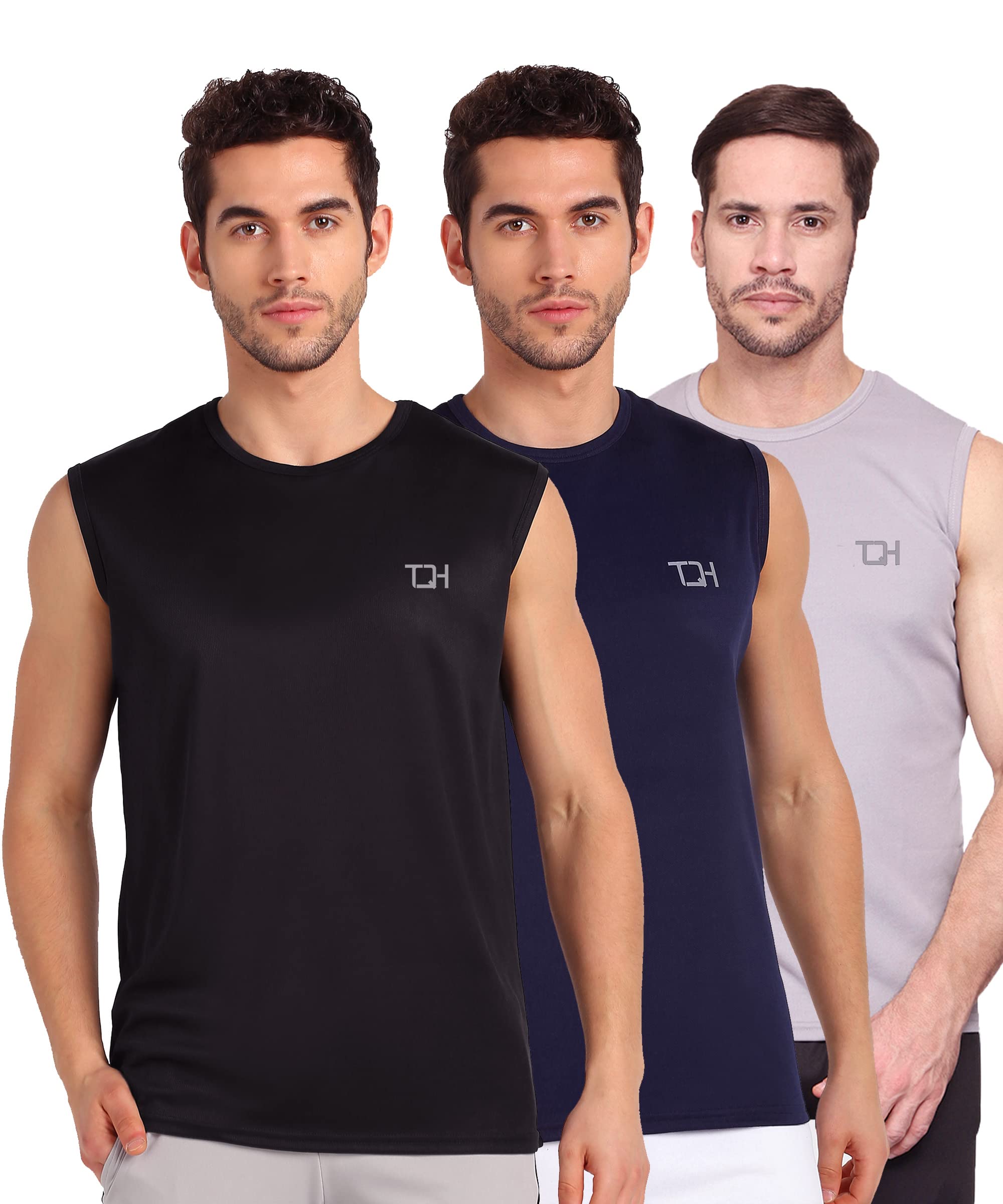 TQH Solid Men Round Neck Sleeveless T-Shirt - Pack of 3-picture-22
