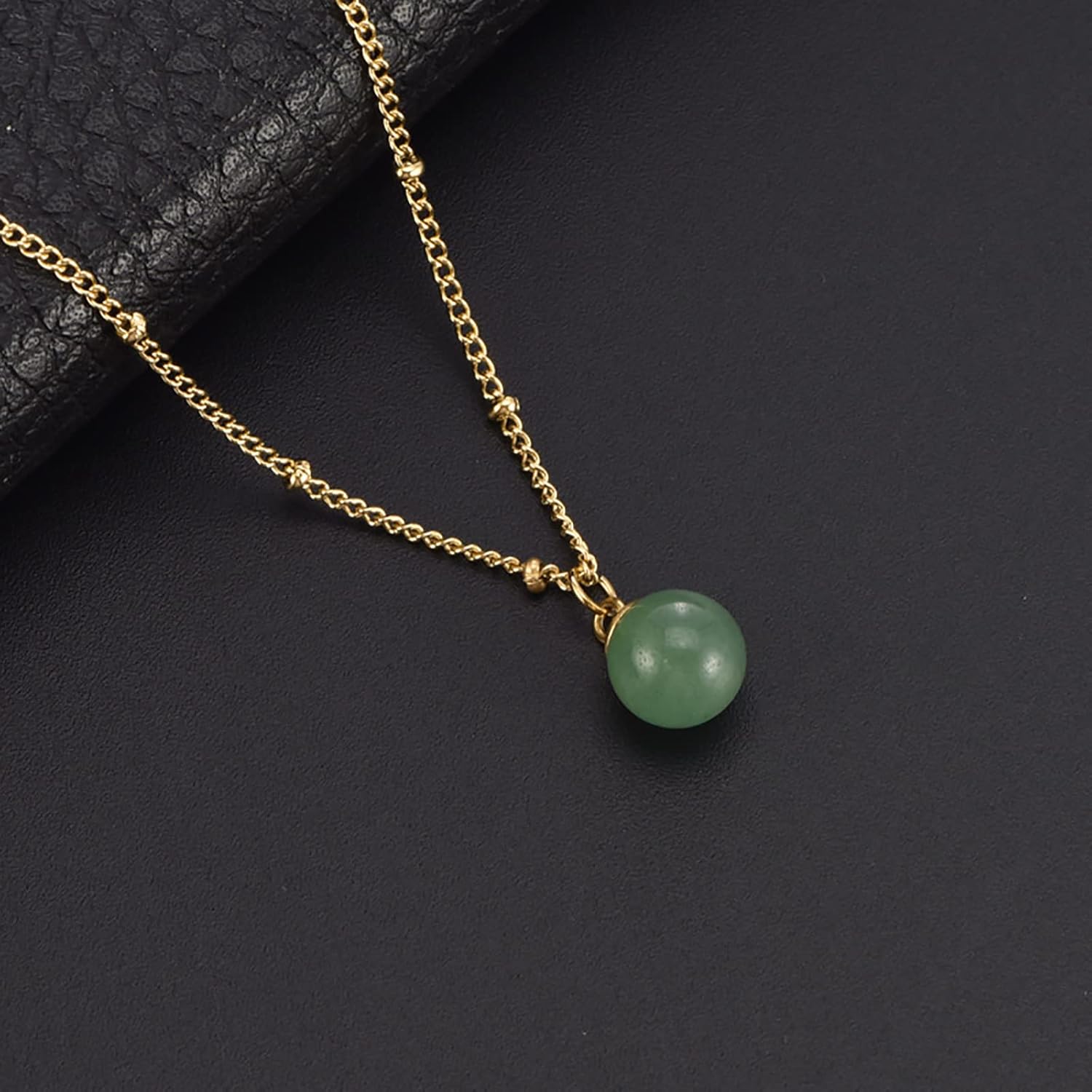 Natural Jade Necklace for Women 18K Gold Plated Green Jade Pendant Necklace Good Luck Necklaces Anniversary Gifts for Mom Lover - Image 4