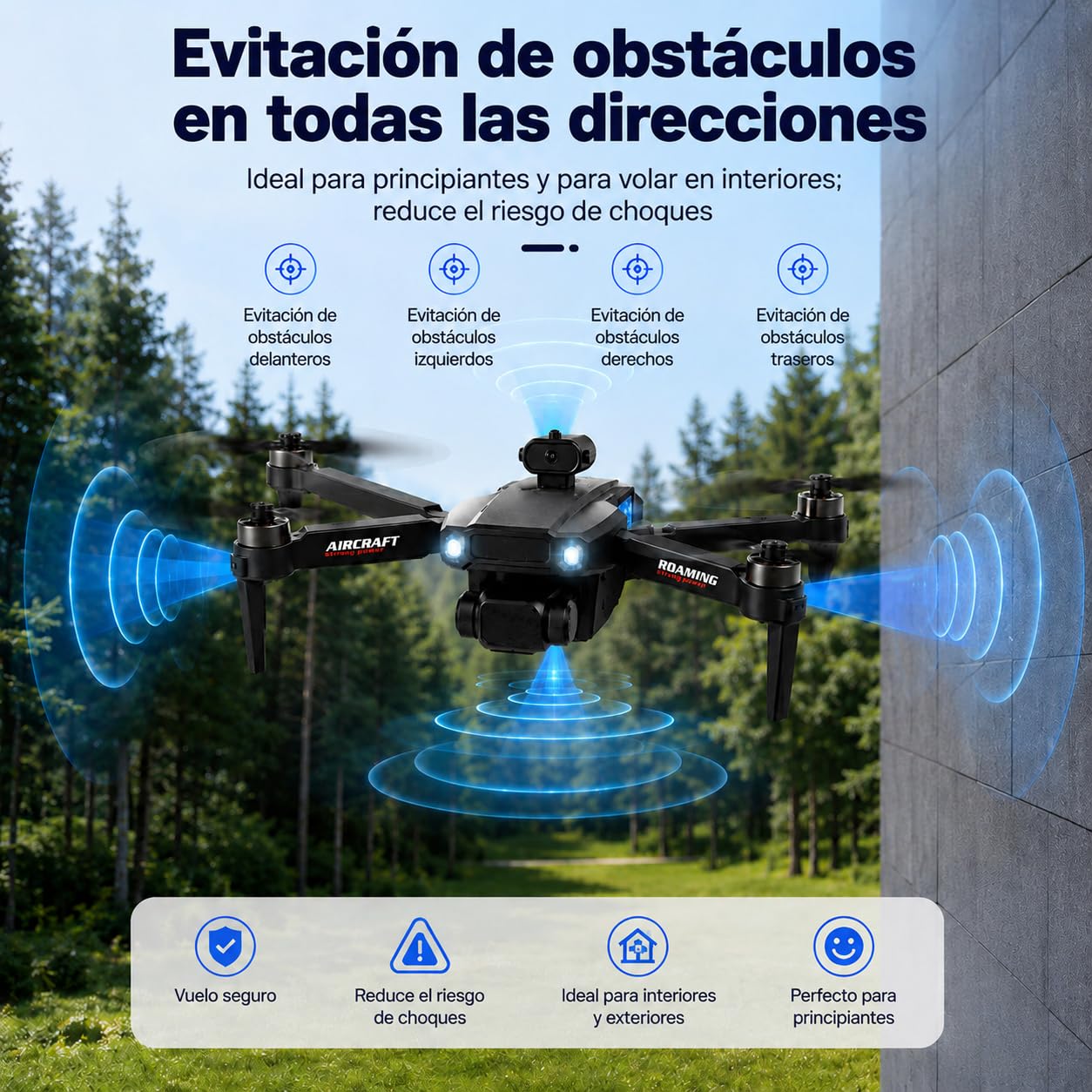 Dron FPV con Pantalla de 4,3'' en Mando, Cámara 1080P WiFi, Evitación de Obstáculos, Flujo Óptico, Motor sin Escobillas, 20 Min de Vuelo, Plegable para Principiantes y Adultos